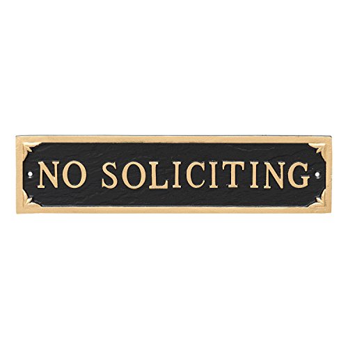 Montague Metal Products No Soliciting Statement Plaque Sign Black with Gold Lettering 11 x 275