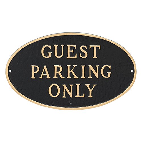 Montague Metal Products Oval Guest Parking Only Statement Plaque Sign Black with Gold Lettering 6 x 10