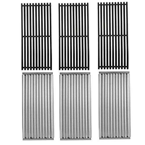 BBQ Future 3 Pack Cast Iron Grill Grate and Stainless Steel Emitter Kit for Charbroil 463242516 463242515 466242515 466242615 463243016 463367516 463367016 466242516 466242616 463346017