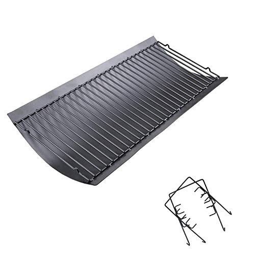 Uniflasy 27 Inches Ash PanDrip Pan for Chargriller 1224 1324 2121 2222 2727 2828 2929 Charcoal Grills Charbroil 17302056 Grill Grates Replacement Part with 2pcs Fire Grate Hanger