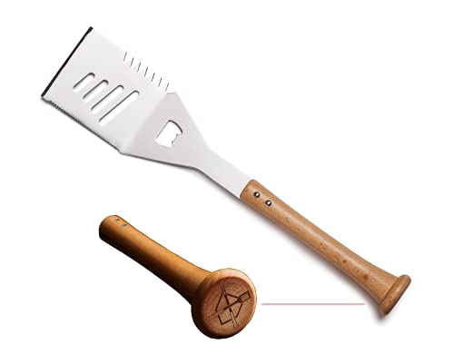 Baseball BBQ  Slider MultiTool Spatula  BBQ Grilling Accessories  Utensils for Baseball Fans Unique Wooden Bat Handle  Quality Stainless Steel Design for Dads or Grill Master