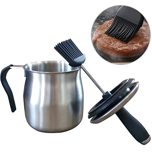 Sauce Pot and Basting Brush Pot Set Grill Gadgets for Men Grilling Smoking Meat Accessories Outdoor BBQ Gifts Kitchen Tools for Cooking Barbecue Pastry Baking Party Cakes Desserts
