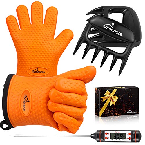HOMENOTE Grilling Accessories Meat Claws Large Barbecue Gloves and BBQ Thermometer 3 in 1 Grill Tools Set Grilling Utensils for Man Fathers Day Christmas