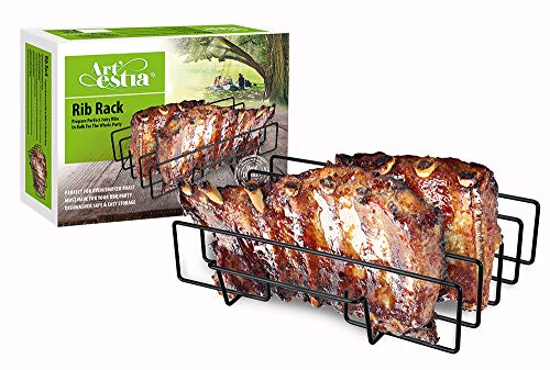 Artestia Rib Rack Grill Racks14 BBQ Grill NonStick Rib Rack Rib Rack Non Stick Rib Rack BBQfits Spare RibBack Rib from costcoWhole Foods Perfectly (14inch Width)