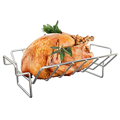 Turkey Roasting Rack for Smoker and Grill Big Green Egg PartsBBQ Rib Rack for Grilling and SmokingDual Purpose Stainless Steel Roast Rack for Large and XLarge Big Green EggKamado JoeBig Joe Etc