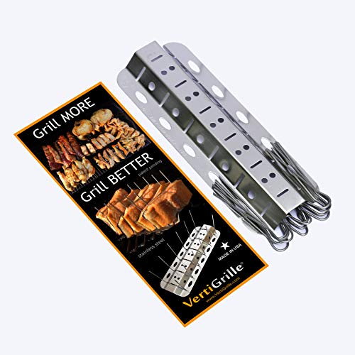 VertiGrille 12 Skewers  Chicken Wing Leg Rack Ribs Rack  More for Grill Smoker Oven  Stainless  USA Made  Vertical Skewers  Stores Flat in Kitchen Drawer  Dishwasher Safe  BBQ Accessories