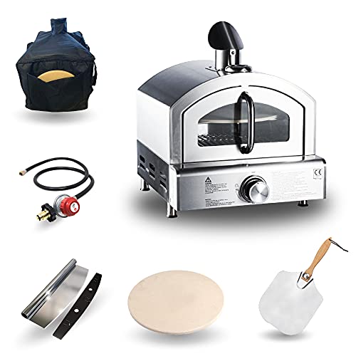 Pizza DLite Portable Outdoor Propane Gas Pizza Oven Bundle with 13 Pizza Stone Peel Cutter Carry Bag  Grill Roast Bake  For RV Camping Tailgating