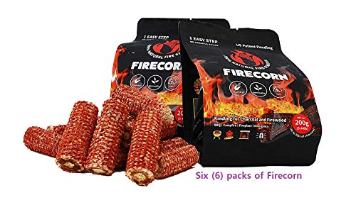 Firecorn Fire Starter  All Natural Instant fire Starter for BBQ Campfire Pizza Oven Firepit Charcoal Briquette  200g per Package (6 Pack)