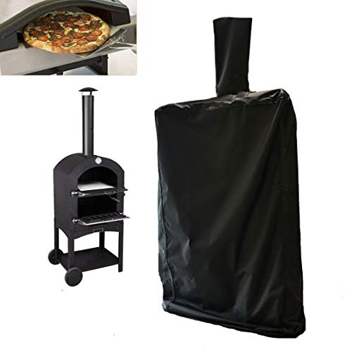 JC 63x25x17inch Outdoor Pizza Oven Cover Black Waterproof Dustproof Pizza Oven Protection Weather Resistant Dustproof Pizza Oven BBQ Rain Cover for WoodFired Cha rcoal Fired Pizza Oven Bread