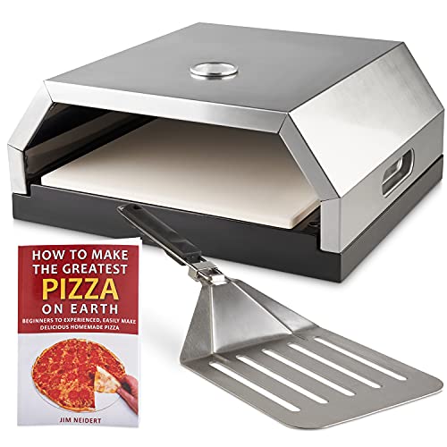 Pizza Oven  Professional Outdoor Pizza Oven with Pizza Peel and Recipe Book  BBQ Pizza Oven for Outdoor BBQ Charcoal Grill and Gas Grill  Easy to Read Temperature Gauge  Removable Stone Base