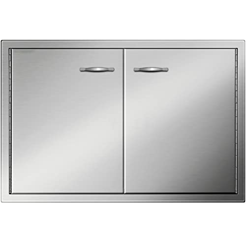 Mophorn BBQ Access Door 33W x 22H Inch Double BBQ Door Stainless Steel Outdoor Kitchen Doors for BBQ Island Grilling Station Outside Cabinet