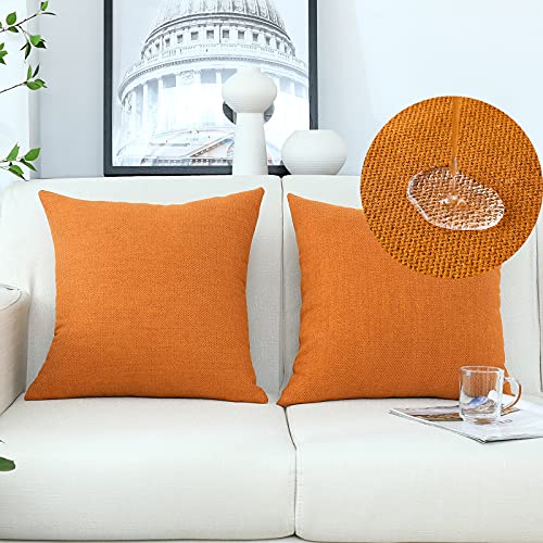 Anickal Orange Outdoor Waterproof Pillow Covers 24x24 Inch Set of 2 Patio Furniture Throw Pillow Covers Outside Cushion Case for Garden Porch Tent Couch Decor