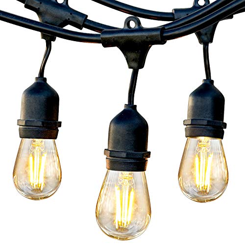 Brightech Ambience Pro  Waterproof LED Outdoor String Lights  Hanging 1W Vintage Edison Bulbs Create Bistro Ambience On Your Gazebo  24 Ft Commercial Grade Cafe Lights Dimmable