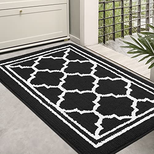 Buganda Indoor Door Mat (24x36Black) Resist Dirt and Absorbent Entryway Rug AntiSlip Low Profile Inside Floor Mat Door Rugs for Entrance