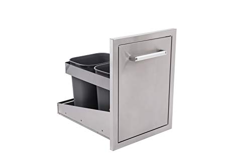 Bonfire Outdoor Kitchen Drawers Builtin Outdoor Kitchen Trash Drawer L165 x W22 x H22 Inch with 2 Cans for BBQ Island or Outdoor Kitchen Cabinets 304 Stainless Steel Outdoor Kitchen Drawer CBATC