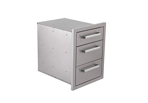 Bonfire Outdoor Kitchen Drawers Stainless Steel Builtin Triple Drawers L165 x W219 x H22 Inches Triple Layer BBQ Drawers for Outdoor Kitchen BBQ Island 304 Stainless Steel Drawers CBATD