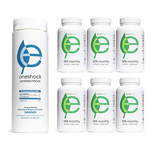 EcoOne  Hot Tub Chemical Maintenance  Supply Kit  Spa Shock  Conditioner Kit  Contains Oneshock Chlorine Tablets  SPA Monthly Conditioner  6 Month Supply