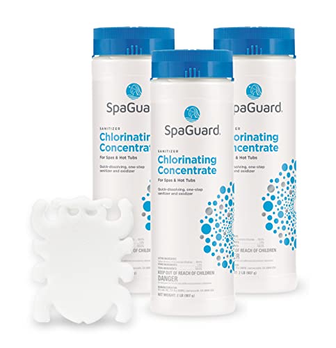 HotTubClub SpaGuard Chlorinating Concentrate 2lb Bundle  Spa and Hot Tub Sanitizer and Oxidizer Chemicals  Contains Scum Absorber and 3X Chlorine 2lb(4 Units)
