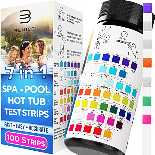 7 in 1 Pool and Spa Test Strips Kit 100 Accurate Test Strips for Spa Swimming Pool and Hot Tubs  Fantastic for Homes or Commercial Use and Perfect for Your PH Water Testing Needs
