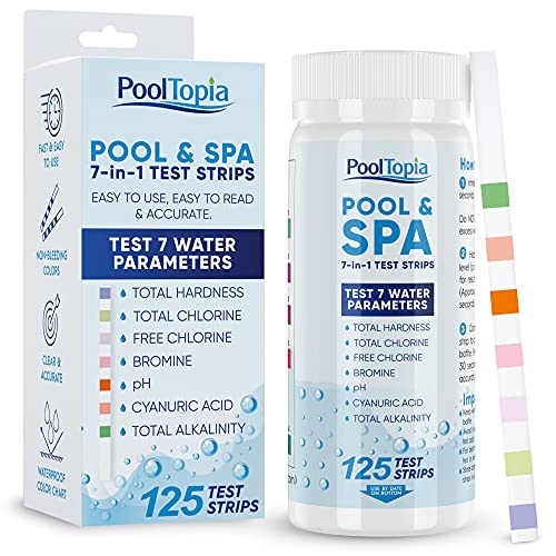 PoolTopia Pool Test Strips  125 Strip Pack Testing pH Free Chlorine Bromine Alkalinity and More Accurate 7in1 Swimming Pool Test Kit
