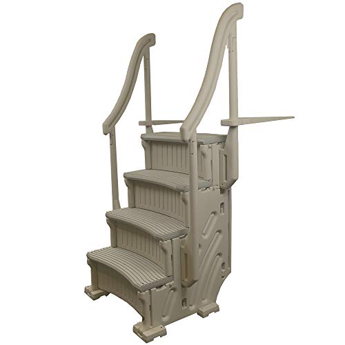 CONFER plastics inc CCXAG 4 Step Above Ground Swimming Pool Ladder Stair Step Entry System with Handrails Beige