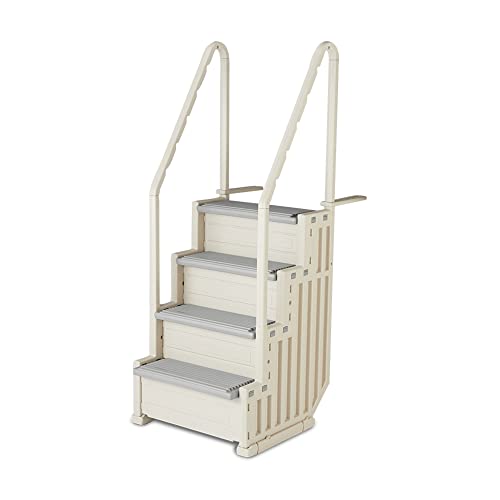 Confer Step1 HeavyDuty Above Ground Swimming Pool Ladder Stair Entry System with Handrails Warm Grey
