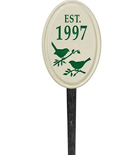 Bird Silhouette Ceramic Oval Vertical Personalized Petite Lawn Plaque