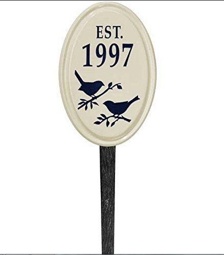 Bird Silhouette Ceramic Oval Vertical Personalized Petite Lawn Plaque