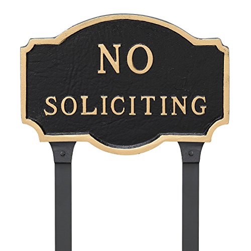 Montague Metal Products 10&quot X 15&quot No Soliciting Statement Plaque With 23&quot Lawn Stake Blackgold