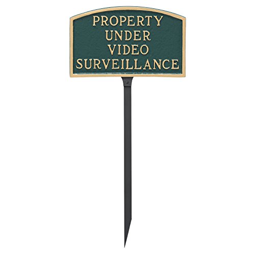 Montague Metal Products 55&quot X 9&quot Arch Property Under Video Surveillance Statement Plaque With 23&quot Lawn Stake