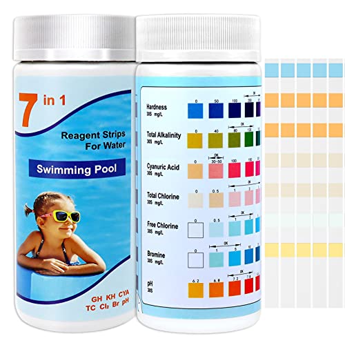 Hot Tub Test Strips Spa Test Strips7 in 1 Pool Test Strips for Accurate Water Chemical TestingTotal HardnessFree ChlorineBromineTotal Chlorine Alkalinity and pH Pool Test Kit 100PC
