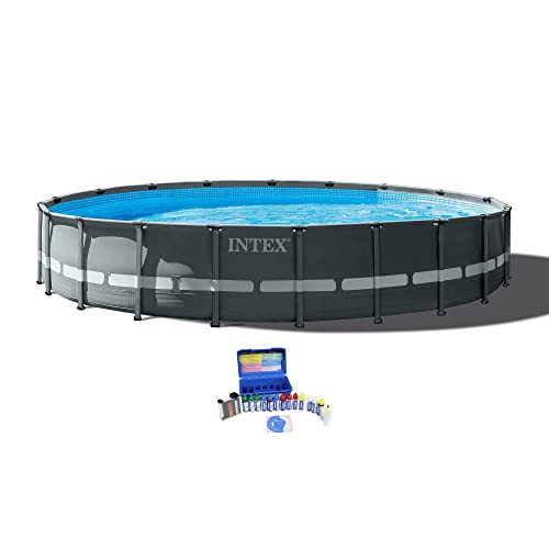 Intex 20 Foot by 48 Inch Round Frame Swimming Pool Set with Filter Pump and Taylor Complete Water Test Kit for Chlorine pH and Alkalinity