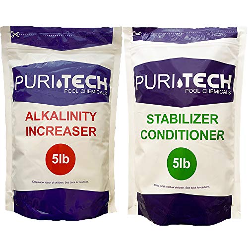 Puri Tech Chemicals 5 lb Alkalinity Increaser  5 lb Stabilizer Conditioner Kit for Swimming Pools  Spas Balance Chemical Levels Keep Surfaces  Water Clean