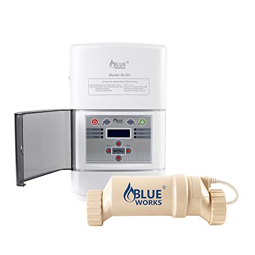 BLUE WORKS Saltwater Pool Chlorine Generator System BLSC Chlorinator for 20K Above Ground Pool  Flow Switch  Cell Plates provided by USA Manufacturer