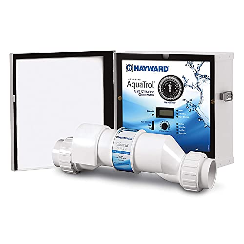 Hayward W3AQTROLRJ AquaTrol Salt Chlorination System for AboveGround Pools up to 18000 Gallons with Return Jet Fittings Straight Blade Line Cord and Outlet