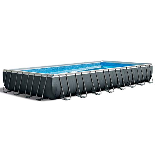 Intex 32ft X 16ft X 52in Ultra XTR Rectangular Pool Set with Sand Filter Pump  Saltwater System Ladder Ground Cloth Pool Cover Maintenance Kit  Volleyball
