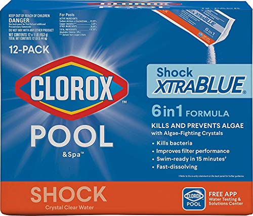 Clorox PoolSpa 33512CLX Pool Shock XtraBlue (12 1lb Bags) 12 Pack White