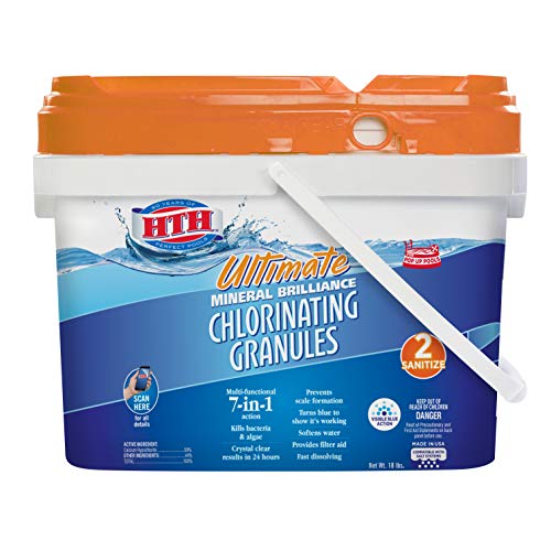 HTH 22008 Ultimate Mineral Brilliance Chlorinating Granules for Swimming Pools 18 lbs