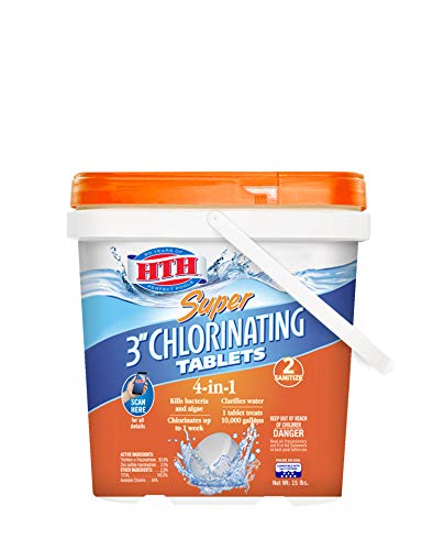 HTH 42038 Super 3 Chlorinating Tablets Swimming Pool Chlorine 15 lbs