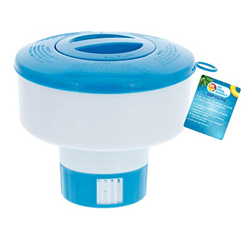 US Pool Supply Pool Floating Collapsible Chlorine 3 Tablet Chemical Dispenser 7 Diameter Floater Adjustable Balanced Chemical Delivery