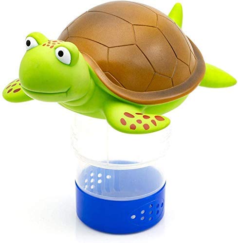 WWD POOL Premium Animal Floating Pool Chlorine Dispenser for Chemical Tablets Fits 3 Tabs Bromine Holder (Turtle)