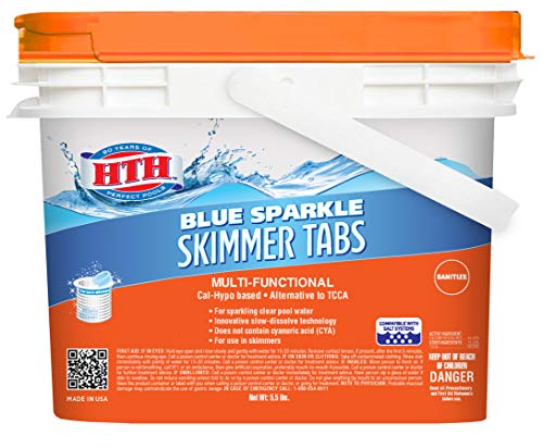 HTH 28004 Blue Sparkle Skimmer Tabs Swimming Pool Sanitizer 55 lbs