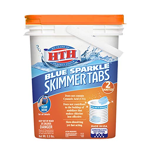 HTH 28006 Blue Sparkle Skimmer Tabs Swimming Pool Sanitizer 55 lbs