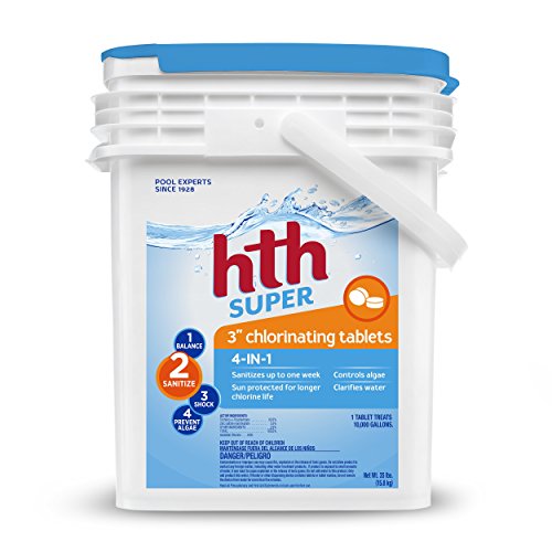HTH 42014 Super 3inch Chlorinating Tablets Swimming Pool Chlorine 35 lbs