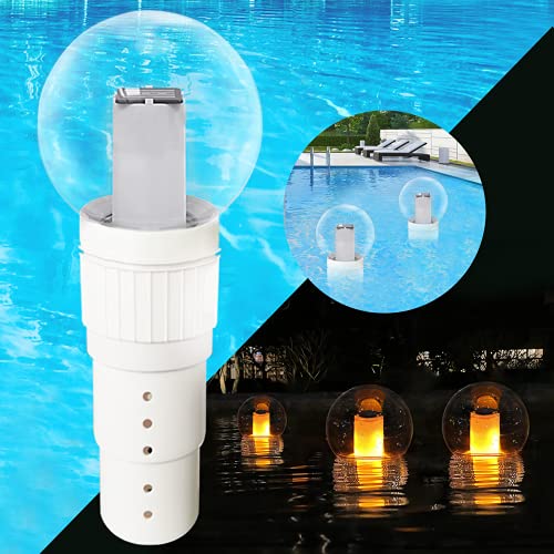 Pool Chlorine Floater Chlorine Dispenser with Solar Pool Lights Ball Extralarge Capacity Chemical Bromine Holder of 6 3Chlorine Tablets with Flame Solar Lights Outdoor for SpaHot TubPoolGarden
