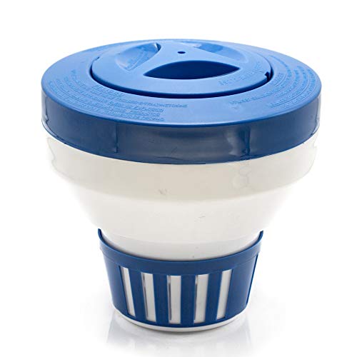 WWD POOL Floating Pool Chlorine Dispenser Fits 13 Tabs Bromine Holder Chlorine Floater (Blue)