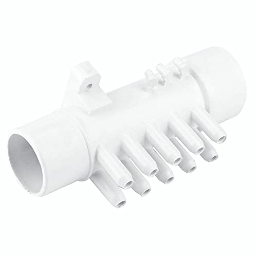 Zerodis Plumbing Manifold 15inch 10mm Straight 10 Port PVC Swimming Pool Connector Plumbing with 6 Plugs Water Manifold for Hot Spring Bathtub Swimming Pool SPA Accessories Replacement Part
