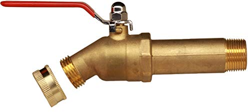 House Mods HMP011 LF Compliant Brass 34 MIP Water Heater Replacement Drain Valve(Full Port Ball Valve 3 inch Shank WGarden Hose Cap Installed)