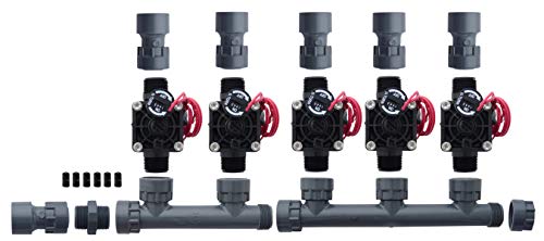 Hunter PGV101MM 5 Zone Dura Manifold Valve Kit with Flow Control  Slip PGV101G (5 Zone)