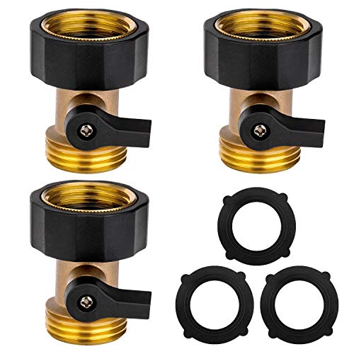 3PCS 34 Water Hose Shut off Valve Heavy Duty Brass Single Shut off Valve Garden Hose Connector